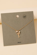 Load image into Gallery viewer, Cross Pearl And Cz Stud Charms Chain Necklace