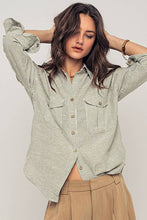 Load image into Gallery viewer, Pinstripe Utility Button-Up in Premium Cotton Blend: KHAKI