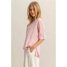 Load image into Gallery viewer, V-Neck Oversized Semi-Sheer Cotton Top: BROWN