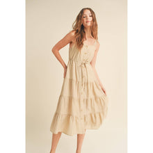 Load image into Gallery viewer, BUTTON-UP TIERED MIDI DRESS