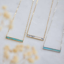 Load image into Gallery viewer, Turquoise, White Turquoise Bar Necklace: Turquoise Gold Filled / 18 inches