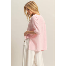 Load image into Gallery viewer, V-Neck Oversized Semi-Sheer Cotton Top: BROWN