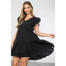 Load image into Gallery viewer, Flutter Sleeve Stripe Pattern Dress black
