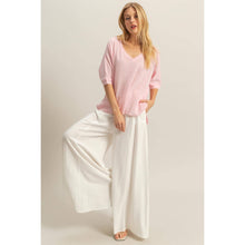 Load image into Gallery viewer, V-Neck Oversized Semi-Sheer Cotton Top: BROWN