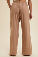 Load image into Gallery viewer, STRIPED STRAIGHT PANTS WITH DRAWSTRING MOCHA/WHITE