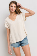 Load image into Gallery viewer, Solid Linen V-neck Short Sleeve Top