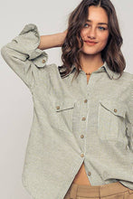 Load image into Gallery viewer, Pinstripe Utility Button-Up in Premium Cotton Blend: KHAKI