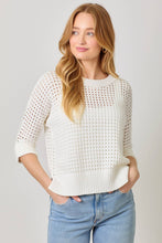 Load image into Gallery viewer, Open Stitch High Low Sweater: Powder Blue