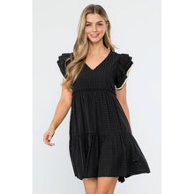 Load image into Gallery viewer, Flutter Sleeve Stripe Pattern Dress black