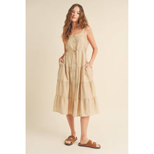 Load image into Gallery viewer, BUTTON-UP TIERED MIDI DRESS