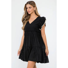 Load image into Gallery viewer, Flutter Sleeve Stripe Pattern Dress black
