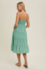 Load image into Gallery viewer, BUTTON-UP TIERED MIDI DRESS
