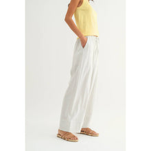 Load image into Gallery viewer, STRIPED STRAIGHT PANTS WITH DRAWSTRING MOCHA/WHITE