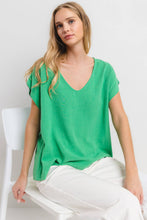Load image into Gallery viewer, Solid Linen V-neck Short Sleeve Top
