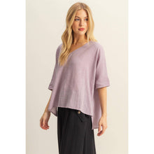 Load image into Gallery viewer, V-Neck Oversized Semi-Sheer Cotton Top: BROWN