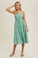 Load image into Gallery viewer, BUTTON-UP TIERED MIDI DRESS