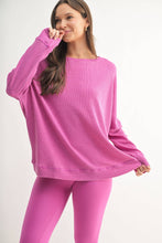 Load image into Gallery viewer, Waffle Ribbed Roundneck Pullover: NEW ORCHID
