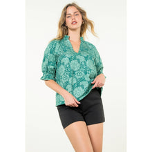 Load image into Gallery viewer, Short Sleeve Textured Top: TEAL