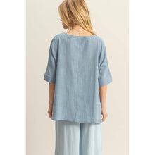 Load image into Gallery viewer, V-Neck Oversized Semi-Sheer Cotton Top: BROWN