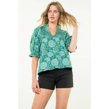 Load image into Gallery viewer, Short Sleeve Textured Top: TEAL