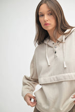 Load image into Gallery viewer, Drift Burnout Fleece Snap Hoodie: NATURAL