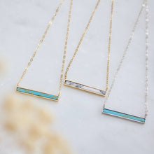Load image into Gallery viewer, Turquoise, White Turquoise Bar Necklace: Turquoise Gold Filled / 18 inches