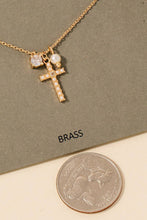 Load image into Gallery viewer, Cross Pearl And Cz Stud Charms Chain Necklace