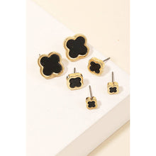 Load image into Gallery viewer, Mini Clover Stud Earrings Set: GDBLK