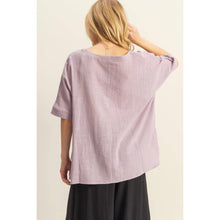 Load image into Gallery viewer, V-Neck Oversized Semi-Sheer Cotton Top: BROWN