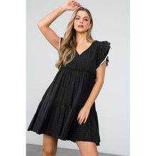 Load image into Gallery viewer, Flutter Sleeve Stripe Pattern Dress black