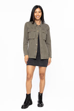 Load image into Gallery viewer, Cotton Blend Mineral Wash Shacket: OLIVE