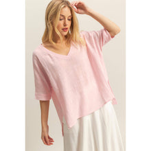 Load image into Gallery viewer, V-Neck Oversized Semi-Sheer Cotton Top: BROWN