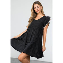 Load image into Gallery viewer, Flutter Sleeve Stripe Pattern Dress black