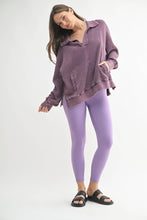 Load image into Gallery viewer, Chunky Waffle Mineral Wash Collared Sweater: Black