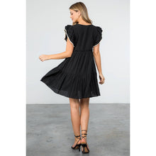 Load image into Gallery viewer, Flutter Sleeve Stripe Pattern Dress black