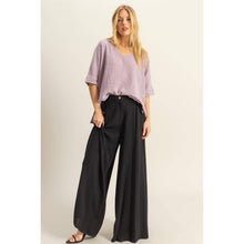 Load image into Gallery viewer, V-Neck Oversized Semi-Sheer Cotton Top: BROWN