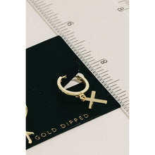 Load image into Gallery viewer, Gold Dipped Cross Charm Hoop Earrings: GOLD