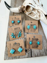 Load image into Gallery viewer, Western Turquoise Stud Earrings:
