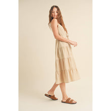 Load image into Gallery viewer, BUTTON-UP TIERED MIDI DRESS