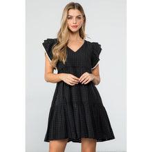 Load image into Gallery viewer, Flutter Sleeve Stripe Pattern Dress black