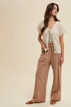 Load image into Gallery viewer, STRIPED STRAIGHT PANTS WITH DRAWSTRING MOCHA/WHITE