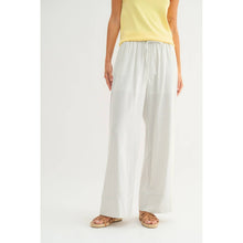 Load image into Gallery viewer, STRIPED STRAIGHT PANTS WITH DRAWSTRING MOCHA/WHITE