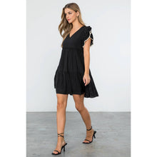 Load image into Gallery viewer, Flutter Sleeve Stripe Pattern Dress black