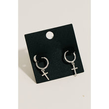 Load image into Gallery viewer, Gold Dipped Cross Charm Hoop Earrings: GOLD