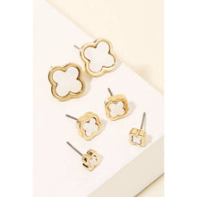 Load image into Gallery viewer, Mini Clover Stud Earrings Set: GDBLK