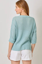 Load image into Gallery viewer, Open Stitch High Low Sweater: Powder Blue