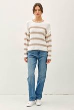 Load image into Gallery viewer, FLOWY STRIPED SWEATER W ACCENT COLOR: Poppy
