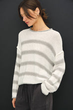 Load image into Gallery viewer, FLOWY STRIPED SWEATER W ACCENT COLOR: Poppy
