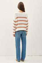 Load image into Gallery viewer, FLOWY STRIPED SWEATER W ACCENT COLOR: Poppy
