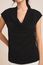 Load image into Gallery viewer, SHORT SLEEVE COWL NECK TOP: Black
